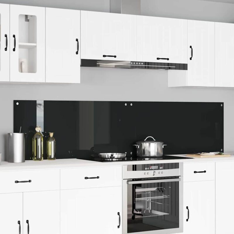 Kitchen Backsplash 2 Pcs Black 110 X 50 Cm Tempered Glass Vidaxl