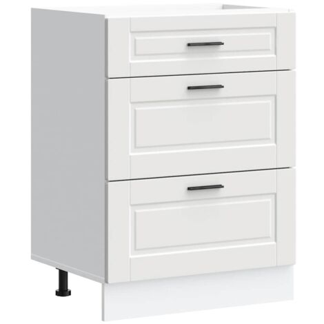 Kitchen Base Cabinet Porto White Engineered Wood vidaXL