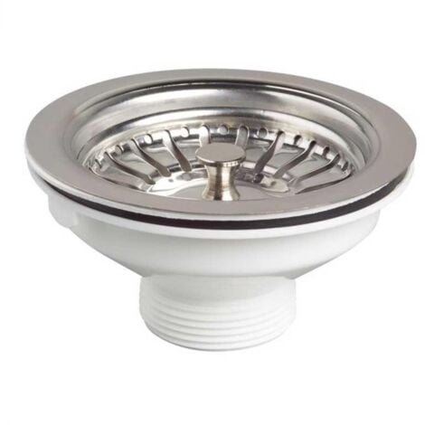 Kitchen Basin Drain Dopant Sink Waste Strainer Basket Leach Plug Steel 90mm 6/4"