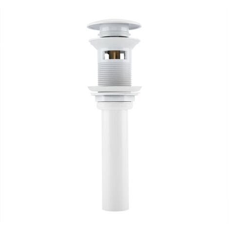Kitchen Bathroom Basin Sink White Coating Brass Pop Up Drain Stopper with Overflow Hole