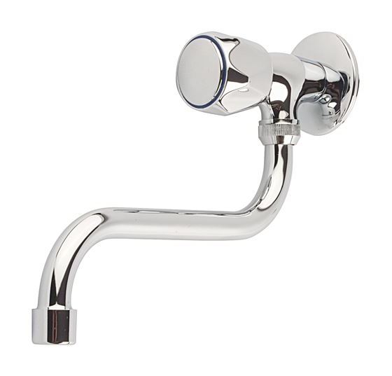 S-type Spout Kitchen Wall Mounted Cold Water Tap Single Lever Chrome-plated
