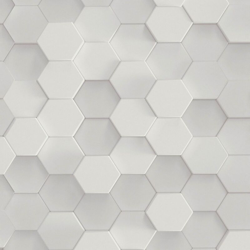 Profhome - Kitchen bathroom wallpaper wall 387231 hot embossed non-woven wallpaper smooth with geometric shapes matt grey white 5.33 m2 (57 ft2)