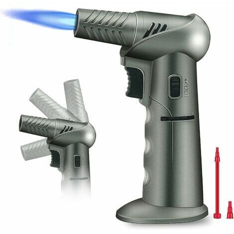  PROMISEButane Torch Lighter Gun Torch Blow Torch -Sleek  Adjustable Butane Torch Adjustable Flame Lock Cooking Torch Cigar Lighter  Lighter Camping Home Use Welding Chef etc (Black) : Home & Kitchen