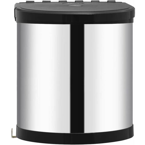 Kitchen Built-in Dust Bin Stainless Steel 12 L vidaXL