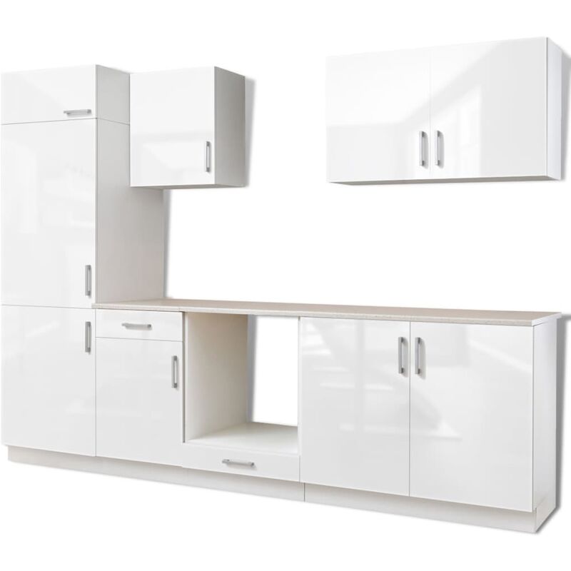 Kitchen Cabinet Built In Fridge 7 Pieces High Gloss White 270cm Kitchen Cabinet Built In Fridge 7 Pieces High Gloss White 270cm L 356281 1213922 1 Jpg
