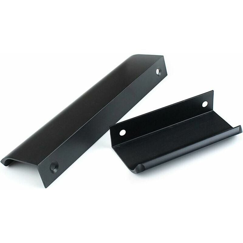 Kitchen Cabinet Handle Drawer Curved Door Handle Pull Knobs Black Invisible Concealed Hidden Pull Handle Aluminum Alloy Concealed Furniture Handles