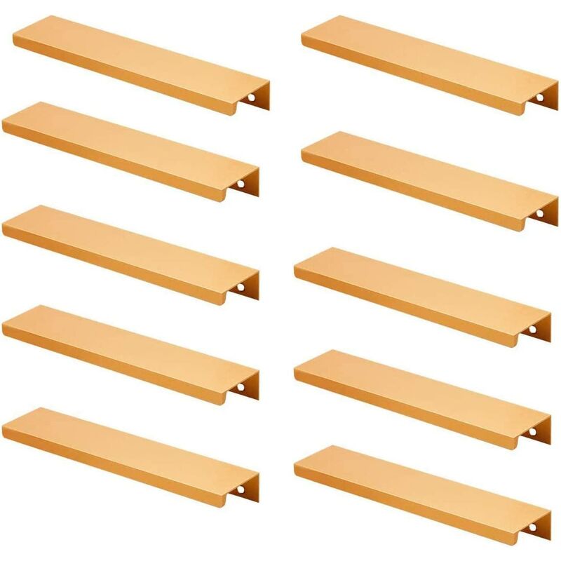 10pcs Invisible Furniture Handle -Gold Kitchen Cabinet Drawer Furniture Handle 128MM