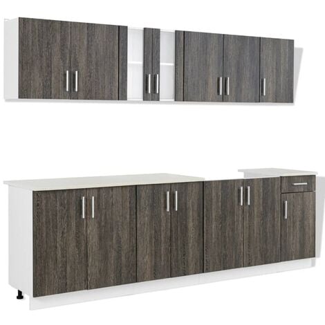 Kitchen Cabinet with Sink Base Unit 8 Pieces Wenge Look