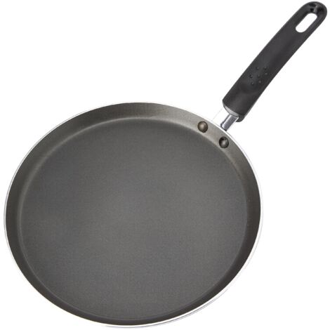 Kitchen Craft Padella per pancake, padella per crêpe, sicura per induzione e antiaderente, con ricetta stampata, 24 cm, Nero