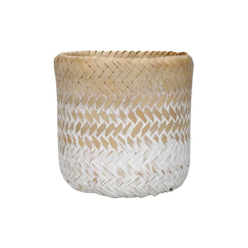Kitchen Craft Pot de bambou, Pot d'intérieur de, Pot tissé naturel avec design dégradé White et brun, 12 x 12 x 11.5 cm
