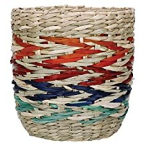 Kitchen Craft Vaso per piante de Seagrass, Vaso intrecciato con disegno a strisce arcobaleno de, 11 x 11 x 11 cm
