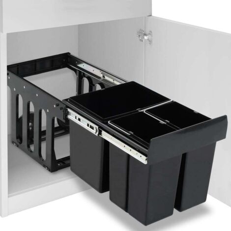 Kitchen Cupboard Pull-out Dustbin Soft-Close 48 L vidaXL