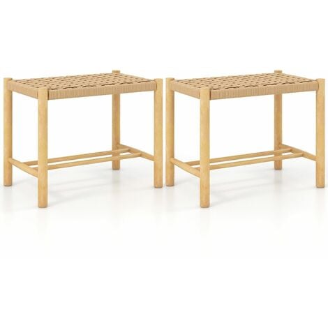 Kitchen Dining Bar Stool Set of 2 Counter Height Woven Paper Seat Dining Stool