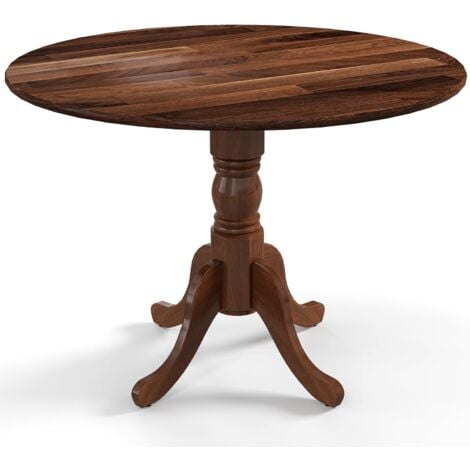 COSTWAY Kitchen Dining Table Round Wooden Dining Table With Curved Trestle Legs 4-person