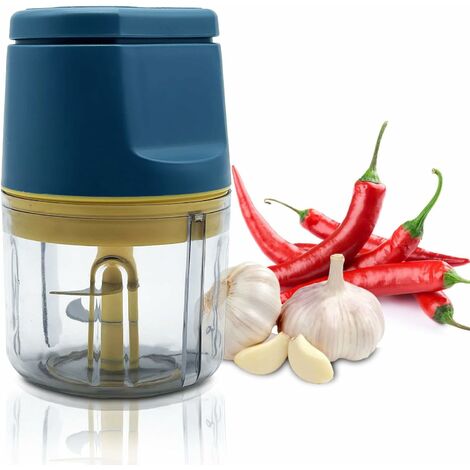 Vcgalu Mini Electric Garlic Chopper Food Processor,250ML Garlic Electric  Grinder Onion Chopper, Blender to Vegetable, Wireless Garlic Mincer Tool  for