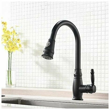 Kitchen faucet for sink Kitchen faucet with pull-out spray Single lever mixer, black
