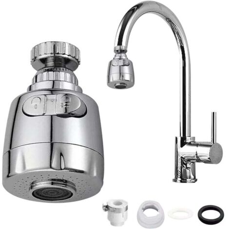 Kitchen Faucet Head with Two Modes, Faucet Aerator, Replaceable Extension, Suitable for Bathroom/Balcony/Kitchen (Silver, Size: 7.5 x 2.2cm) MUMU