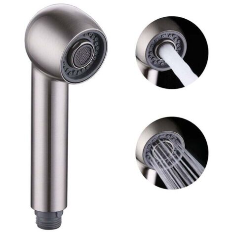 Kitchen Faucet Pull-Out Spray Head Replacement, 2 Jets, for Kitchen Mixer Tap, Straight Thread G1/2, Brushed Nickel