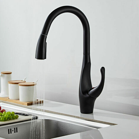 Kitchen Faucet with Pull Out Spray High Arc Kitchen Mixer Tap 304 Stainless Steel Sink Mixer Tap,Matte Black