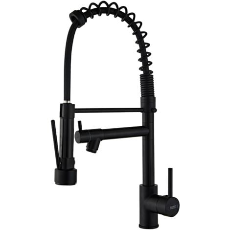 Kitchen Faucet with Pull-out Sprayer, 2 Functions, 360° Swivel Spout, Black Sink Faucet