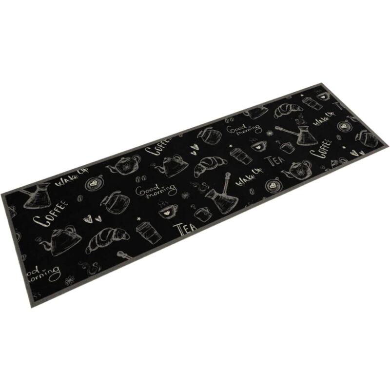 Kitchen Rug Washable Morning Black 45x150 Cm Velvet Vidaxl