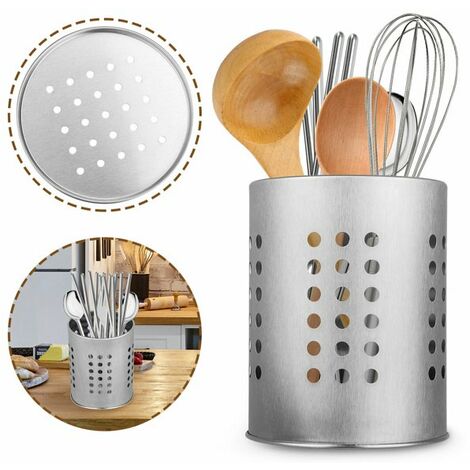 1pc Kitchen Utensil Storage Rack With Rotatable Knife Holder,  Multifunctional Chopstick & Spoon Cylinder, Cream-colored