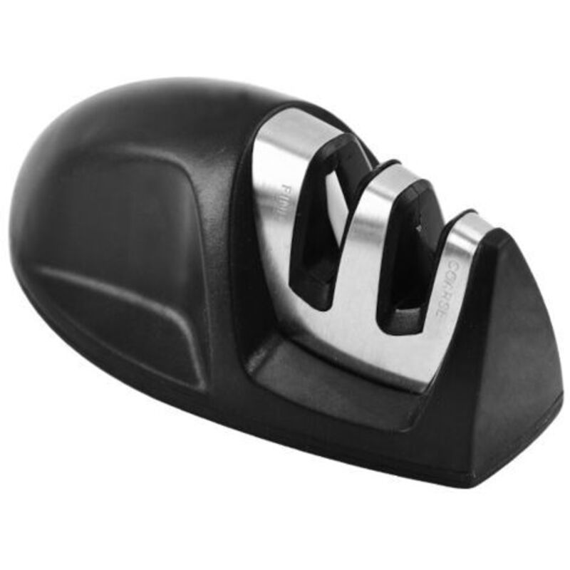Kitchen Knife Sharpener (Black) Professional 2 in 1 Manual Sharpener for Stainless Steel and Ceramic Knives of All Sizes, Non-slip Base Black