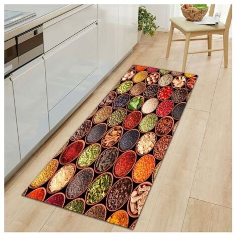 Kitchen Mat, Spice and Dish Set, Non-Slip Kitchen Sink Mat, Absorbent, Washable, Non-Slip Mat, Decorative Mat, 40 x 120 cm