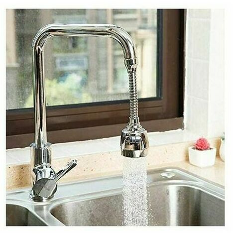 Kitchen Mixer Tap - 360 Degree Movable Kitchen Faucet Head, Water Saving Filter Nozzle, 3 Modes Adjustable Shower Head Filter Sprayer for Kitchen Bathroom (Long Silver)