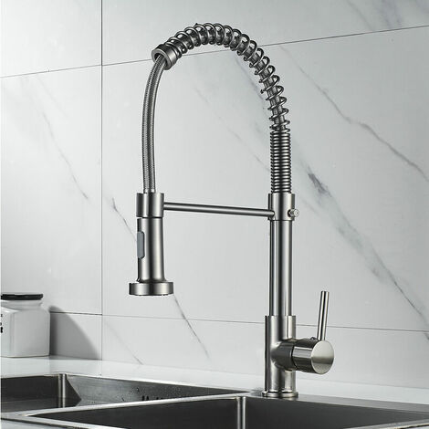 Kitchen Mixer Tap 360°Swivel, Modern Single Handle Spring Kitchen Sink Faucet with Pull Out Spray Head,2-Modes Spray