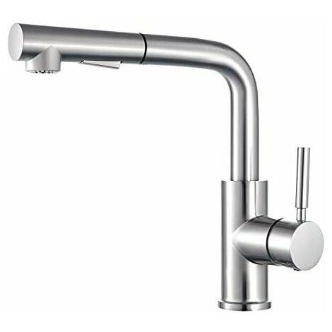 Kitchen Mixer Tap Kitchen Faucet, Kitchen Faucet Sprayer, Pull Out Single Lever, 360° Swivel, Kitchen Faucet, Brushed Brass