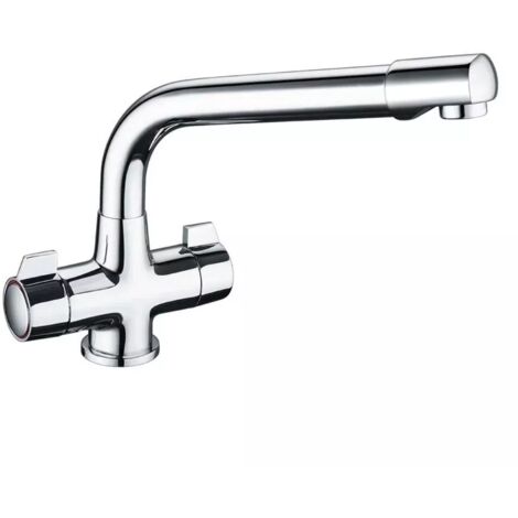 Kitchen Mixer Tap Monobloc Jenny Modern Style Dual Control Chrome Swivel Spout