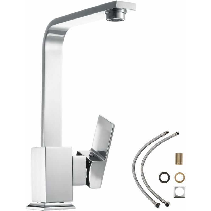 Kitchen mixer tap rotatable 360° - faucet tap, kitchen tap, kitchen mixer tap - grey