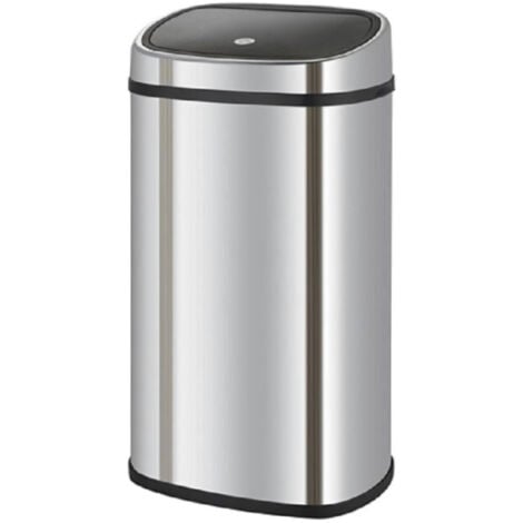 KITCHEN MOVE One-touch Poubelle de cuisine semi-automatique carree - 50 L - Inox