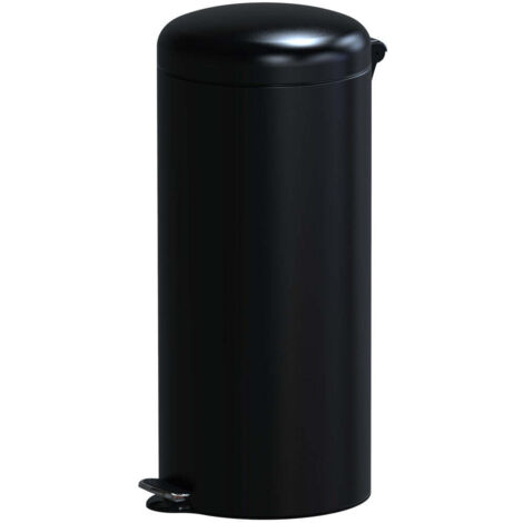 Kitchen Move – Poubelle à pédale 30L noire – Acier inoxydable – Ø29 x H66 cm – Seau amovible avec anse – Fermeture silencieuse et anti-odeurs - 905567eblackss