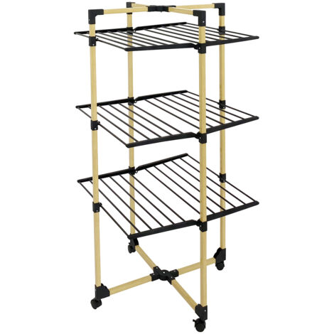 Kitchen Move – Etendoir à linge suspendu 30m – Capacité jusqu'à 20 kg – Structure en acier et bois – Compact replié 6 cm de large