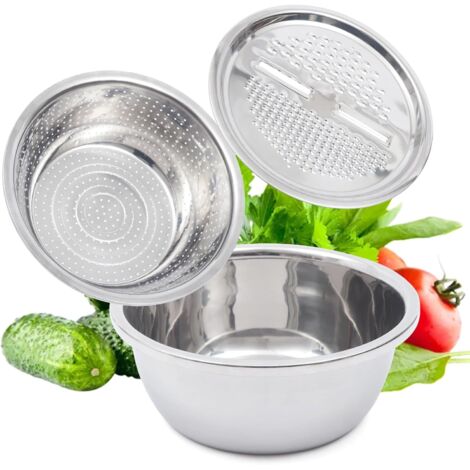 Kitchen Multipurpose Julienne Grater,Drain Basket Vegetable Cutter, 3in1 Kitchen Basin Chopping Grater Cutter Strainer Bowl Set, Salad Maker Bowl,for Vegetables Cutter and Fruits