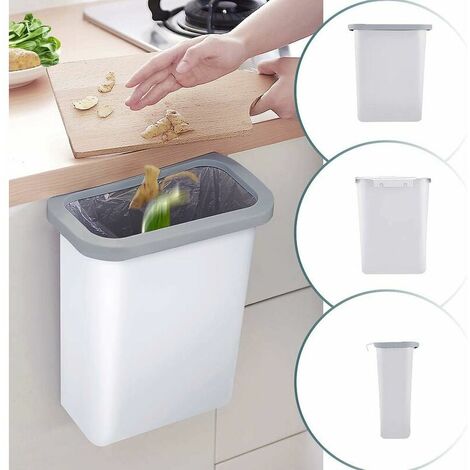 Kitchen Poubelle 10L Wall Mounted pour Voiture Bureau à Domicile Cuisine Can (Blanc)