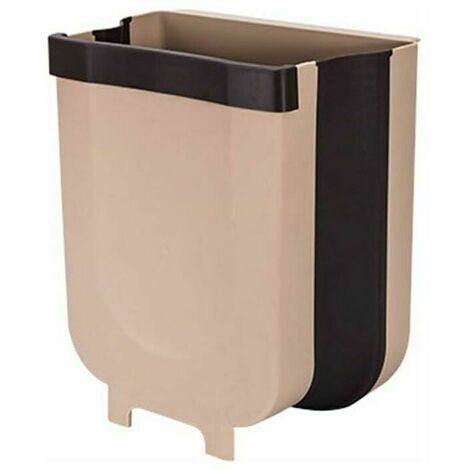 Kitchen Poubelle Pliable Wall Mounted, Poubelle Pliable, Design Suspendu, pour Cuisine, Placard, Bureau, Salle de Bain, Chambre, Voiture, Bureau à Domicile 10L (Marron)Q,