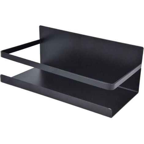 Kitchen Rack Space Saving Spice Shelf Organizer Magnetic Single Tier Iron for StorageBlack