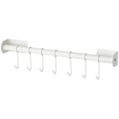 Kitchen Rail with Sliding Hooks Utensil Hanging Rod Wall Mounted Punch Free Rail Utensil Rack for Kitchen Organization