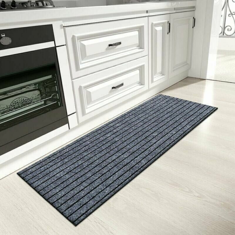 Kitchen Rug 50 x 150 cm, Non-Slip Washable Kitchen Rug, Kitchen Rug with Rubber Pads, Kitchen Rug for Hall, Kitchen, Entryway, Hall (Grey)