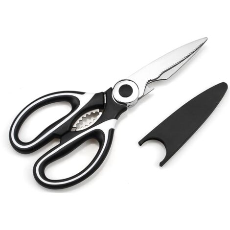 Kitchen Scissors, Heavy Duty Kitchen Scissors, Professional Stainless Steel Scissors, Multi-Purpose Scissors with Cover(White)