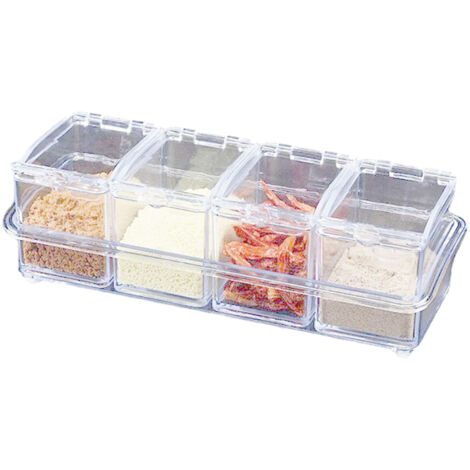 Kitchen Seasoning Jar Set Acrylic Condiment Storage Box Transparent Salt Sugar Spice Jar Set
