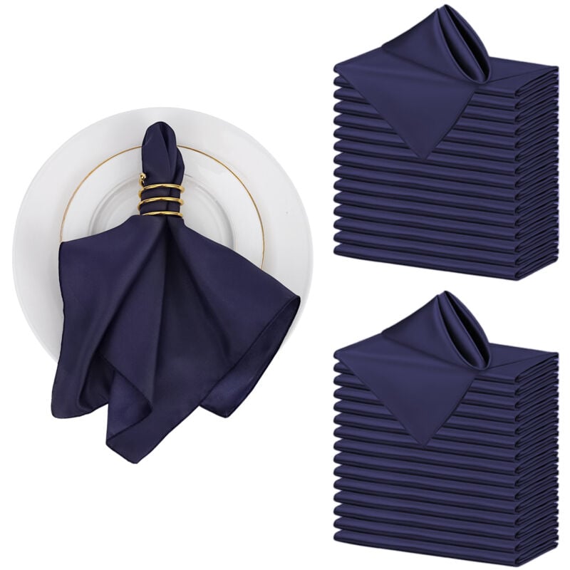 Lunsy - Kitchen Serviettes de Table en Tissu [30 Pack, Bleu foncé] 43x43cm, Mélangé Lavable et Réutilisable pour l'hôtel, Le Déjeuner, Le Restaurant,