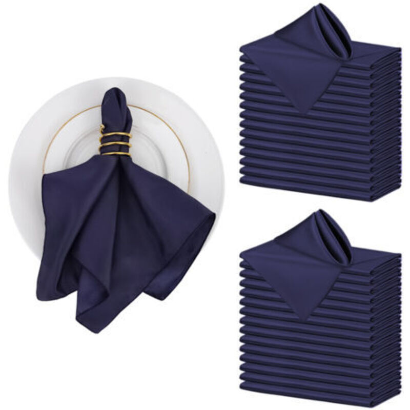 Kitchen Serviettes de Table en Tissu [30 Pack, Bleu foncé] 43x43cm, Mélangé Lavable et Réutilisable pour l'hôtel, Le Déjeuner, Le Restaurant, Les