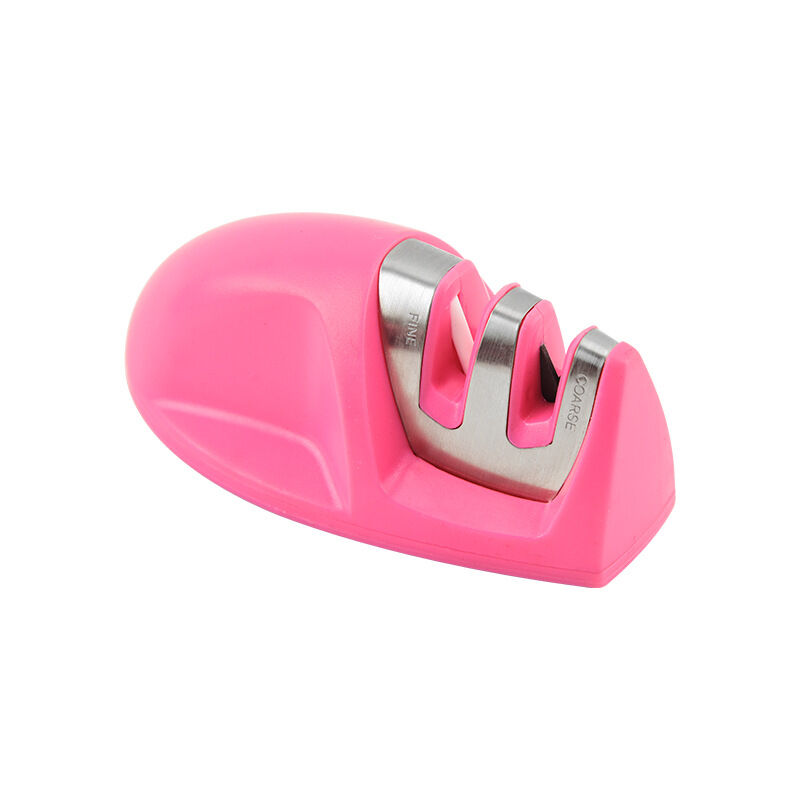 Linghhang - Kitchen Sharpener(Pink) Professional 2 in 1 Manual Knife Sharpener for Stainless Steel and Ceramic Knives of All Sizes, Non-Slip Base