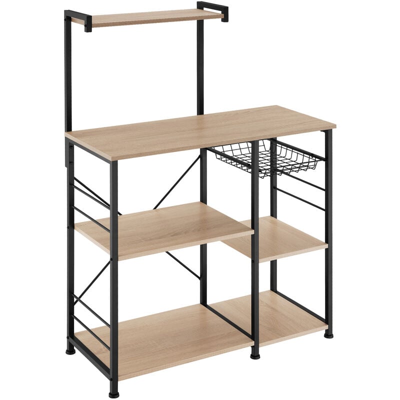 Tectake - Shelving Unit Crawley - industrial style, 6 shelves, pull-out basket, 90 x 40 x 131.5 cm - Kitchen Shelf, Standing Shelf, Microwave Shelf