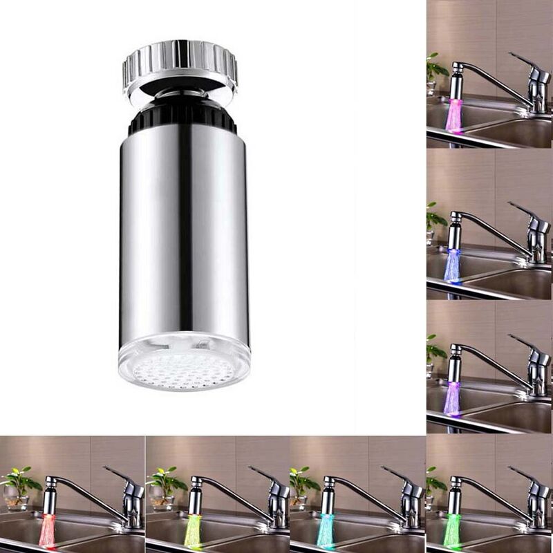 Kitchen Sink 7Color Change Water Glow Water Stream Shower led Faucet Taps Light Anti Splash Filter Faucet Children Movable