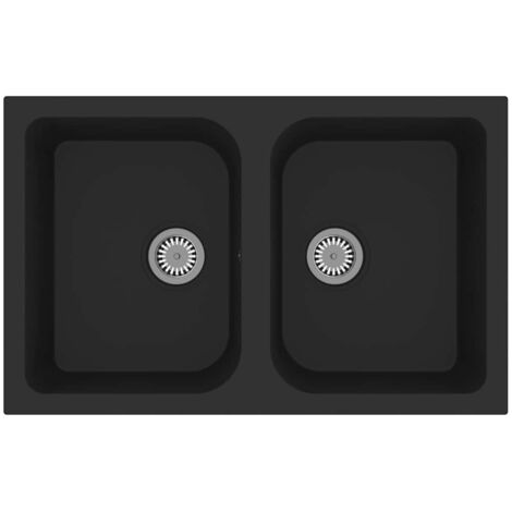 Kitchen Sink Black 76 x 48 x 30 cm Granite vidaXL